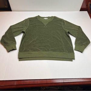 Alex Mill Men SZ Large Green Sweatshirt Crewneck Pullover Terrycloth Long Sleeve